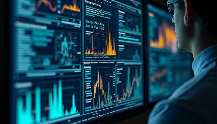 Schermo che mostra grafici complessi di analisi dati ambientale