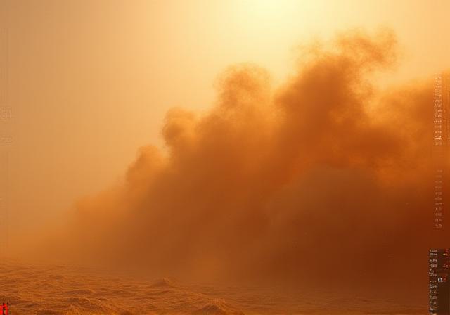 Simulazione computerizzata di una tempesta di sabbia